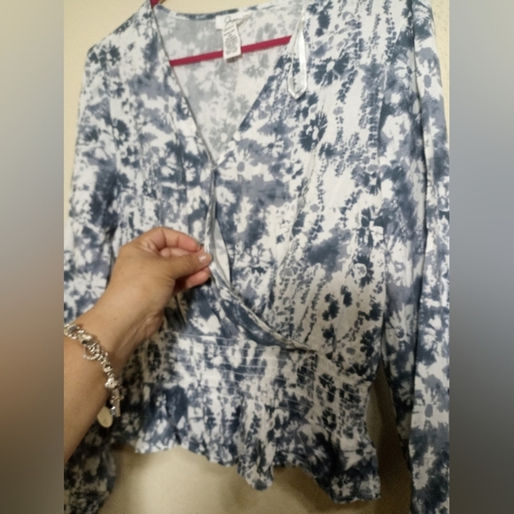 Japna Blue Wrap Peplum Blouse - Picture 2 of 8